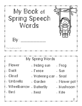 Spring Words Book - To Color by The Scattered SLP | TPT