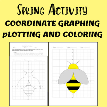 Preview of Spring Worksheet Plotting Points On The Cartesian Plane & Coloring Pages No Prep