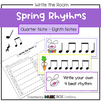 Preview of Spring Write the Room Bunny Friends: Quarter Note, Quarter Rest, Eighth Notes