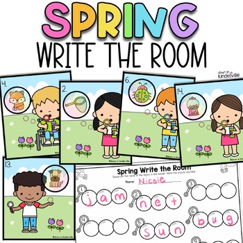 Preview of Spring Write the Room- CVC Words | Phonics Activities