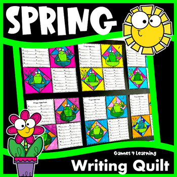 Preview of Spring Writing Activities: Writing Prompts Quilt for Spring Bulletin Board