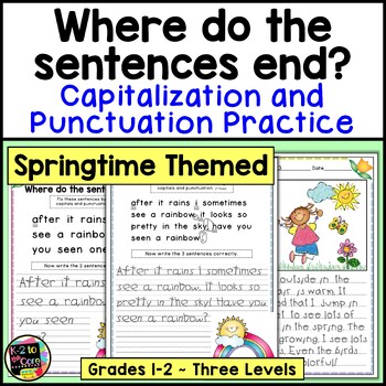 Preview of Spring Writing Capitalization and Punctuation Practice | Mini Paragraph Editing