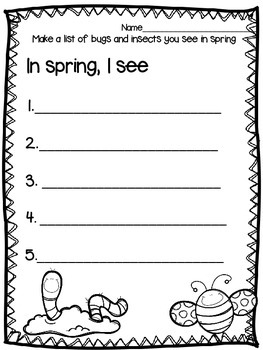 Spring Writing Center Activities by Live Laugh I LOVE Kindergarten