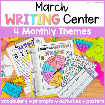 Preview of March Spring St. Patty's Day Writing Center, Journal Activities, Writing Prompts