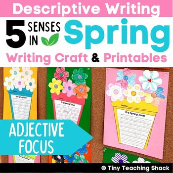 Preview of Spring Writing Craftivity / 5 Senses Descriptive Writing / Adjective Activities