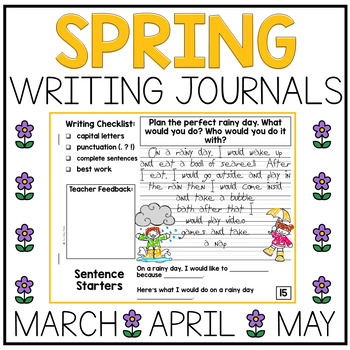Spring Writing Journal Prompts for March April May by The Sassy Apple