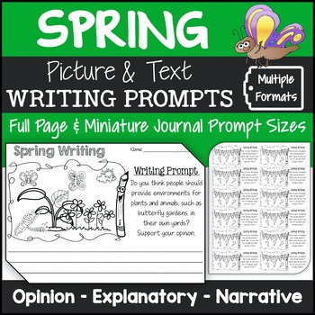 Preview of Spring Writing/Journal Prompts with Pictures (Opinion, Explanatory, Narrative)