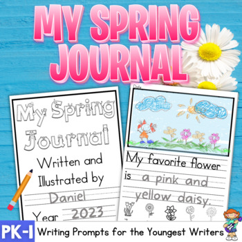 Preview of Spring Writing Journal with Prompts and Pictures for Young Writers