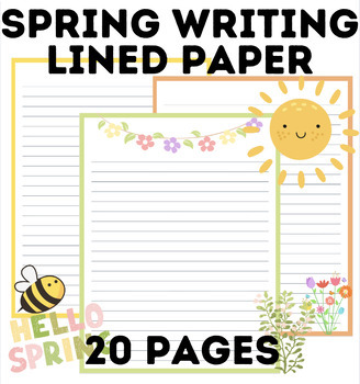 Spring Writing Paper | Lined Paper | 20 Pages by Sunset Education Store