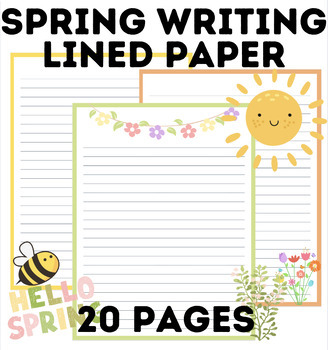 Primary Lined Writing Paper Printable-Spring Themed • Mrs E Virtually