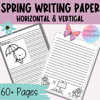 Preview of Spring Writing Paper | Primary Lined & Regular Lined For March, April, May