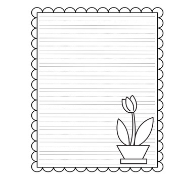Primary Lined Writing Paper Printable-Spring Themed • Mrs E Virtually