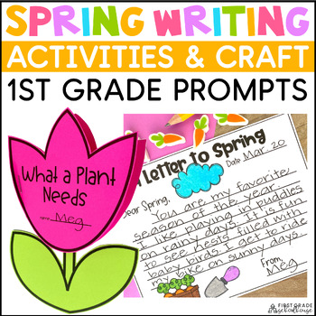 Preview of 1st Grade Spring Writing Prompts - Spring Craft Activity & Creative Writing