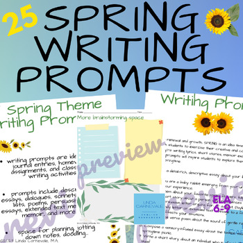 Preview of Spring Creative Writing Prompts-Activities for Middle School ELA 6th 7th 8th 9th