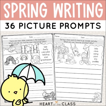 Preview of Spring Writing Prompts for First Grade | Picture Prompts with Word Banks