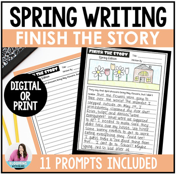 Preview of Spring Creative Writing Prompts - April Writing Activities - 3rd, 4th, 5th Grade