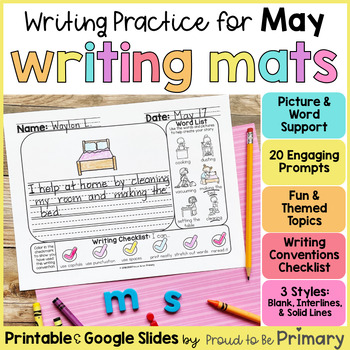 Preview of May Spring Mother's Day Writing Prompts, Journal Activities for Writing Center