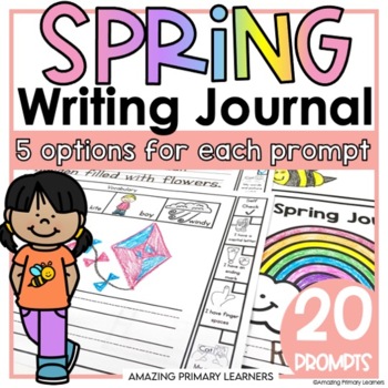 Preview of Spring Writing Prompts Journal with Sentence Starters Differentiated