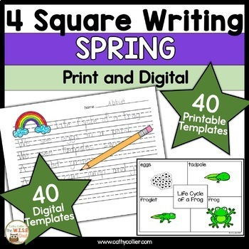 Preview of Spring Writing Prompts Kindergarten 4 Square Writing Activities First Grade
