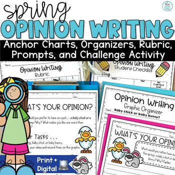 Preview of Spring Writing Prompts May Opinion Activity Centers Graphic Organizers Rubric