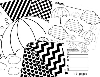 Preview of Spring Writing Prompts   Rain Creative Prompts  Coloring Worksheets Activity