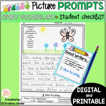 Preview of Spring Writing Prompts - Spring Writing Paper & Digital Spring Writing 