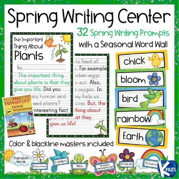 Preview of Spring Writing Prompts, Writing Paper & Spring Word Wall for your Writing Center