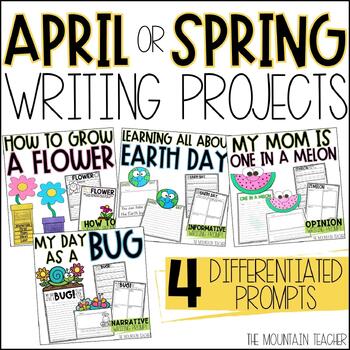 Preview of Spring Writing Prompts and April Bulletin Board | Earth Day, Mothers Day, Bugs