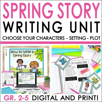 Preview of Spring Writing Prompts March, April, & May Narrative Writing Center & Activities