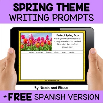 Preview of Spring Writing Prompts for Google Classroom - Distance Learning