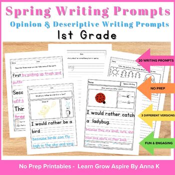 Spring Writing Prompts for Grade 1, First Grade Spring Writing Prompts