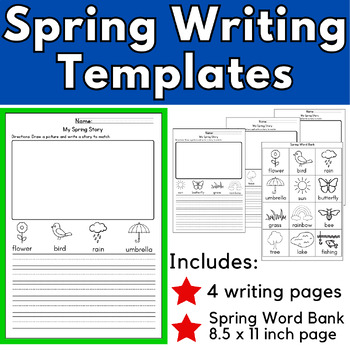 Preview of Spring Writing Templates with Word Bank - Kindergarten and First Grade Writing