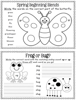 Spring Writing Worksheets Science, Reading and Writing - Distance Learning