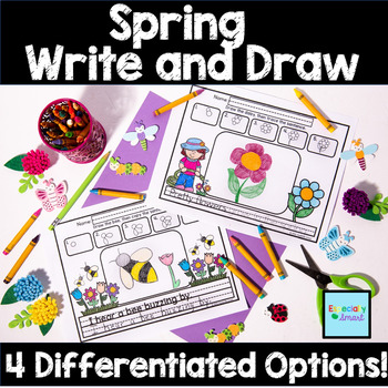 Preview of Spring Sentence Writing and Directed Drawing Differentiated No-Prep Printables