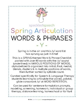Preview of Spring Y Word Checklist