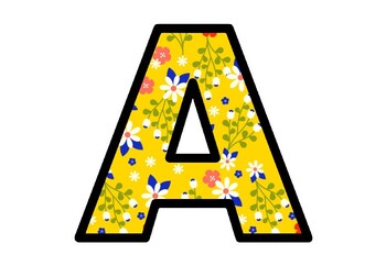 spring yellow floral bulletin board letters alphabet