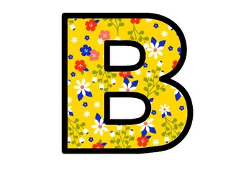 spring yellow floral bulletin board letters alphabet posters school decor