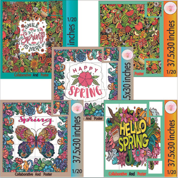 Preview of Spring  Zentangle Collaborative Coloring posters - Springtime Bulletin Board