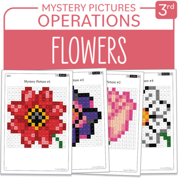 Preview of Spring activity Flowers Math Mystery Pictures Grade 3 Multiplications Divisions