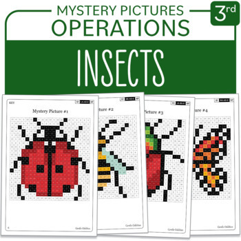 Preview of Spring activity Insects Math Mystery Pictures Grade 3 Multiplications Divisions