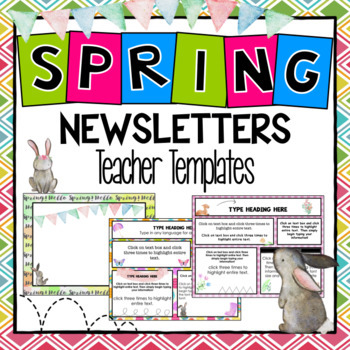 Preview of Spring and April Teacher Newsletter Templates - Editable