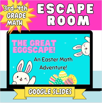 Preview of Spring and Easter 3rd & 4th Grade Spiral Review Math Escape Room Google Slides