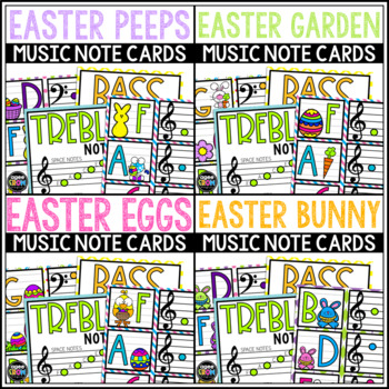 Preview of Spring and Easter Animals Music Note Matching Activity Cards with Posters