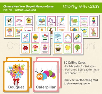 Spring and Easter Bingo & Memory Game, Easter Printable Bingo & Memory