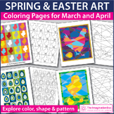 Abstract Art Easter Coloring Pages, Spring Art Activities,
