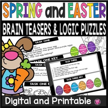 Preview of 2nd & 3rd Grade Spring & Easter Critical Math Thinking Logic Puzzle Activities