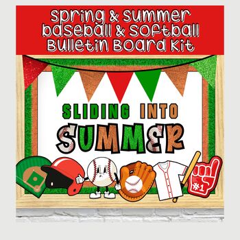 Preview of Spring and Summer Baseball and Softball Theme Bulletin Board Kit Bundle