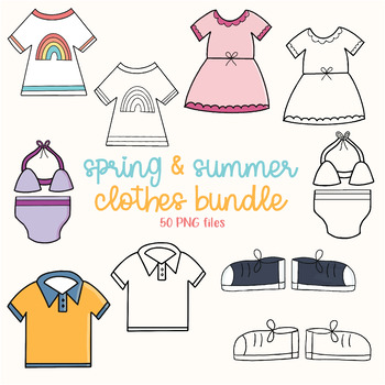 Spring and Summer Clothes Clipart by Little Farm Clipart | TPT