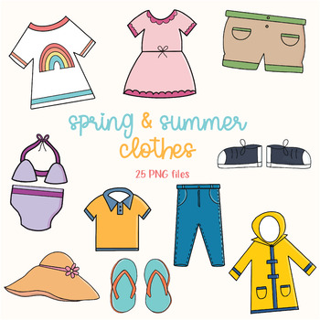 Spring and Summer Clothes Clipart - Clothing Clipart by Little Farm Clipart