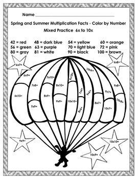 Summer Color by Multiplication Facts Fluency | TpT